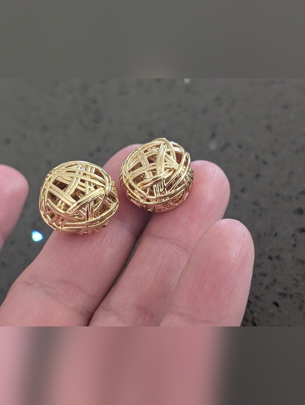 Gold Woven Ball Stud Earrings Luxury Inspired Fashion Jewelry With Unique Detail
